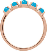 14K Gold Natural Turquoise Cabochon Stackable Ring - Rose Gold - view 10