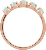 14K Gold Natural White Opal Cabochon Stackable Ring - Rose Gold - view 10