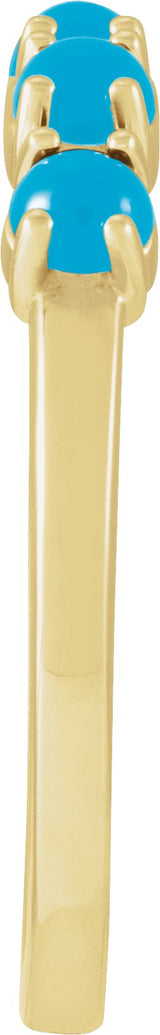 14K Gold Natural Turquoise Cabochon Stackable Ring - Yellow Gold - view 11