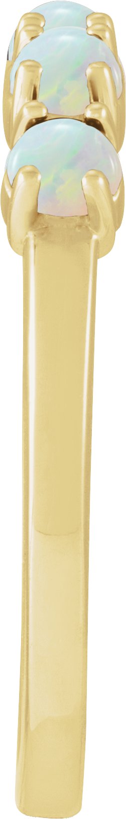 14K Gold Natural White Opal Cabochon Stackable Ring - Yellow Gold - view 11