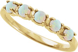 14K Gold Natural White Opal Cabochon Stackable Ring - Yellow Gold - view 12