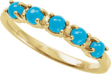 14K Gold Natural Turquoise Cabochon Stackable Ring - Yellow Gold - view 12