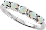 14K Gold Natural White Opal Cabochon Stackable Ring - White Gold - view 12