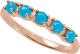 14K Gold Natural Turquoise Cabochon Stackable Ring - Rose Gold - view 12