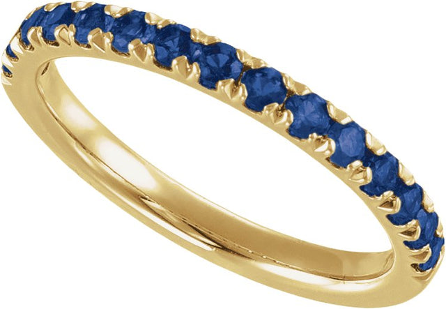 10K Gold Round Lab-Grown Blue Sapphire Birthstone Stackable Ring - Yellow Gold - view 14