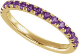 10K Gold Round Natural Amethyst Birthstone Stackable Ring - Yellow Gold - view 16