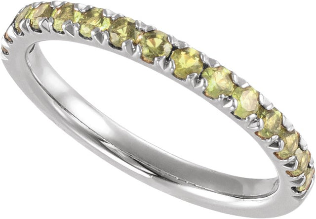10K Gold Round Natural Peridot Birthstone Stackable Ring - White Gold - view 16