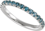 10K Gold Round Natural London Blue Topaz Birthstone Stackable Ring - White Gold - view 19