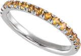 10K Gold Round Natural Citrine Birthstone Stackable Ring - White Gold - view 16