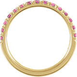 10K Gold Round Natural Pink Tourmaline Birthstone Stackable Ring - Yellow Gold - view 14