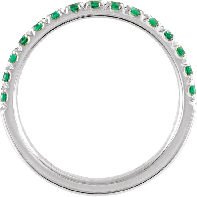 10K Gold Round Lab-Grown Emerald Birthstone Stackable Ring - White Gold - view 14