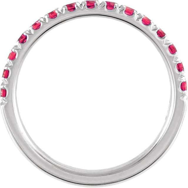 10K Gold Round Lab-Grown Ruby Birthstone Stackable Ring - White Gold - view 14