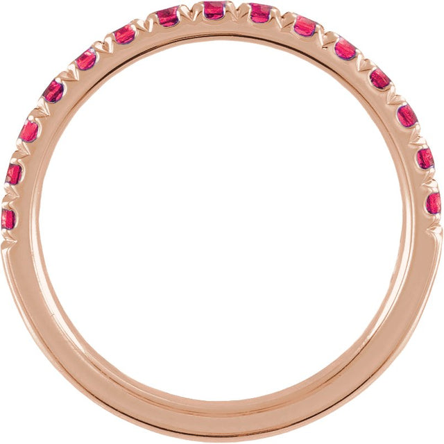 10K Gold Round Lab-Grown Ruby Birthstone Stackable Ring - Rose Gold - view 18