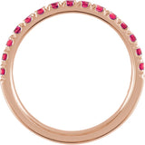 10K Gold Round Natural Ruby Birthstone Stackable Ring - Rose Gold - view 17