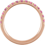 10K Gold Round Natural Pink Tourmaline Birthstone Stackable Ring - Rose Gold - view 17
