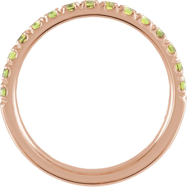 10K Gold Round Natural Peridot Birthstone Stackable Ring - Rose Gold - view 17