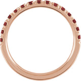 10K Gold Round Natural Mozambique Garnet Birthstone Stackable Ring - Rose Gold - view 17