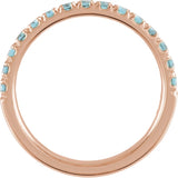 10K Gold Round Natural Aquamarine Birthstone Stackable Ring - Rose Gold - view 17