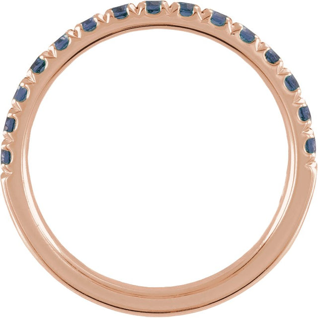 10K Gold Round Natural Alexandrite Birthstone Stackable Ring - Rose Gold - view 17