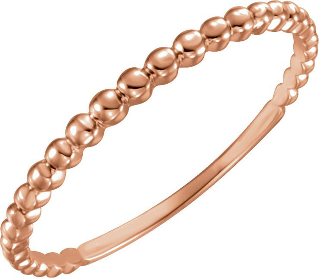 14K Gold Stackable Bead Ring IV - Rose Gold