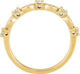 14K Gold Round Natural Diamond Stackable Ring VI - Yellow Gold - view 4