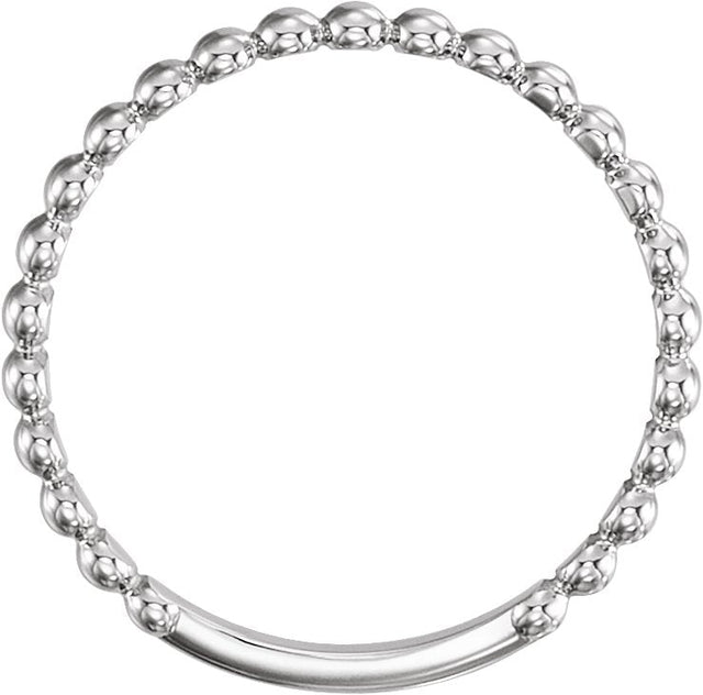 Platinum Stackable Beaded Ring - view 2