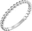 14K Gold Stackable Beaded Ring - White Gold