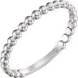 14K Gold Stackable Beaded Ring - White Gold