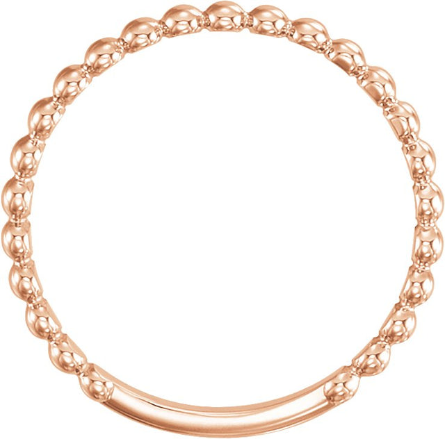 14K Gold Stackable Beaded Ring - Rose Gold - view 2