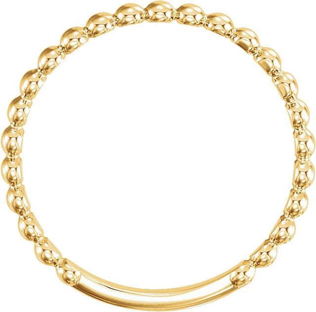 14K Gold Stackable Beaded Ring - Yellow Gold - view 2
