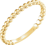 14K Gold Stackable Beaded Ring - Yellow Gold