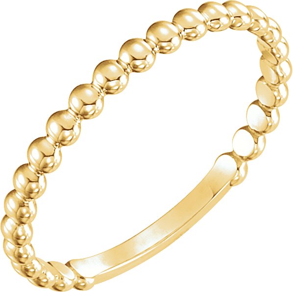 14K Gold Stackable Beaded Ring - Yellow Gold
