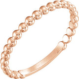 14K Gold Stackable Beaded Ring - Rose Gold