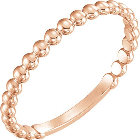 14K Gold Stackable Beaded Ring - Rose Gold