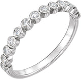 Platinum Round Natural Diamond Bezel-Set Stackable Ring - view 10