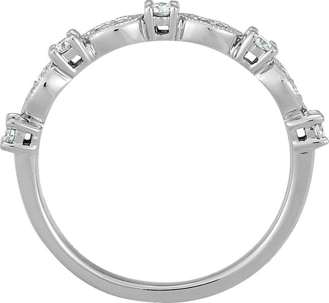 Platinum Round Natural Diamond Stackable Ring VI - view 4
