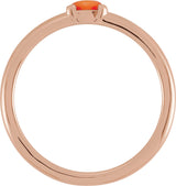 14K Gold Marquise Natural Pink Coral Stackable Ring - Rose Gold - view 4