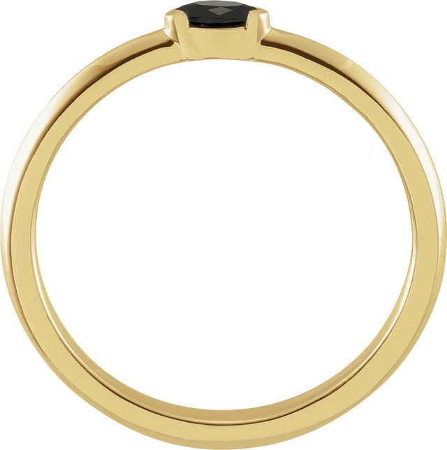 14K Gold Marquise Natural Black Onyx Stackable Ring - Yellow Gold - view 4