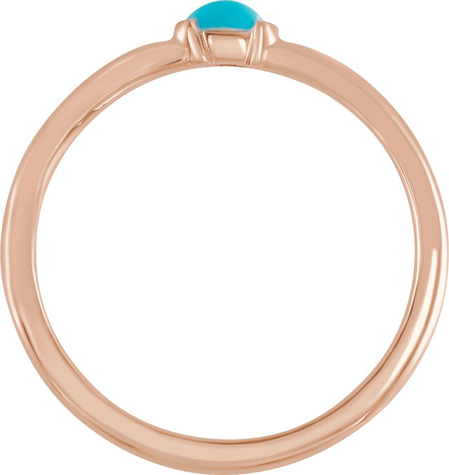 14K Gold Marquise Natural Turquoise Stackable Ring - Rose Gold - view 4