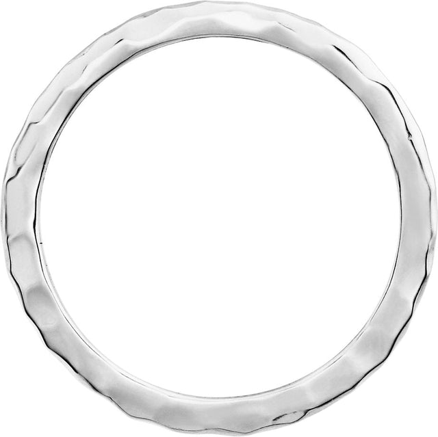 14K Gold Hammered Stackable Ring - White Gold - view 2