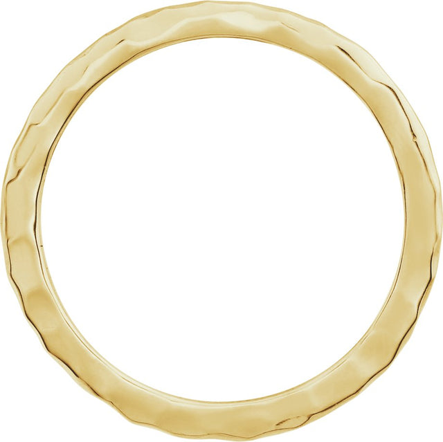14K Gold Hammered Stackable Ring - Yellow Gold - view 2