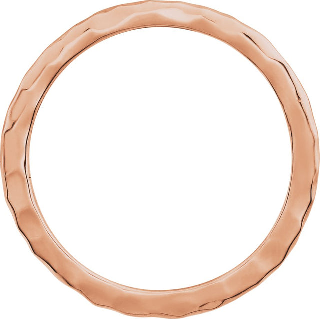 14K Gold Hammered Stackable Ring - Rose Gold - view 2