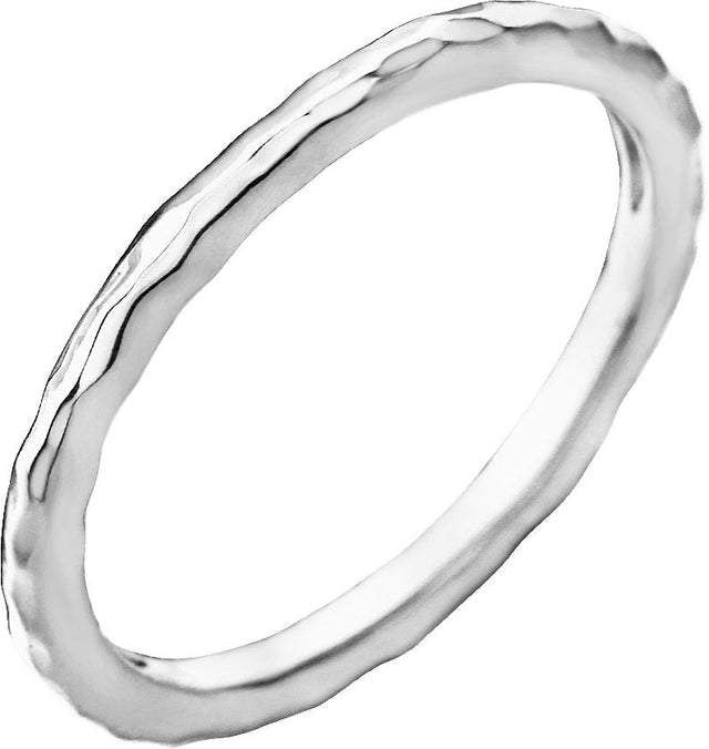 14K Gold Hammered Stackable Ring - White Gold