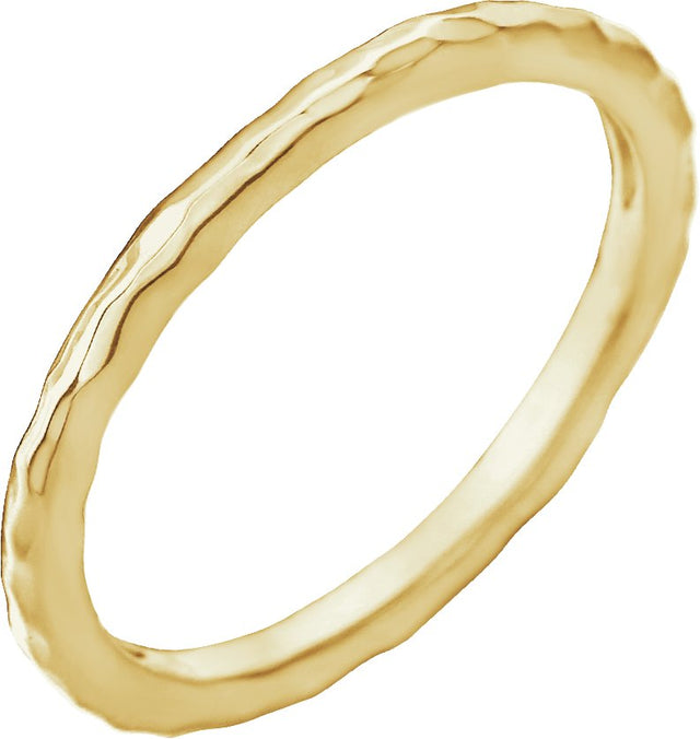 14K Gold Hammered Stackable Ring - Yellow Gold