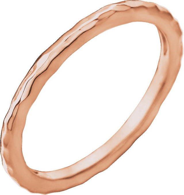 14K Gold Hammered Stackable Ring - Rose Gold