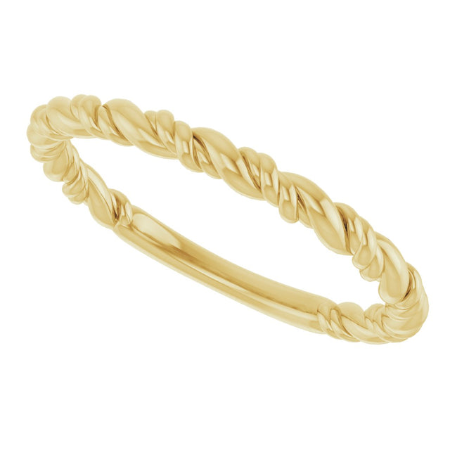 14K Gold Stackable Rope Ring - Yellow Gold - view 5