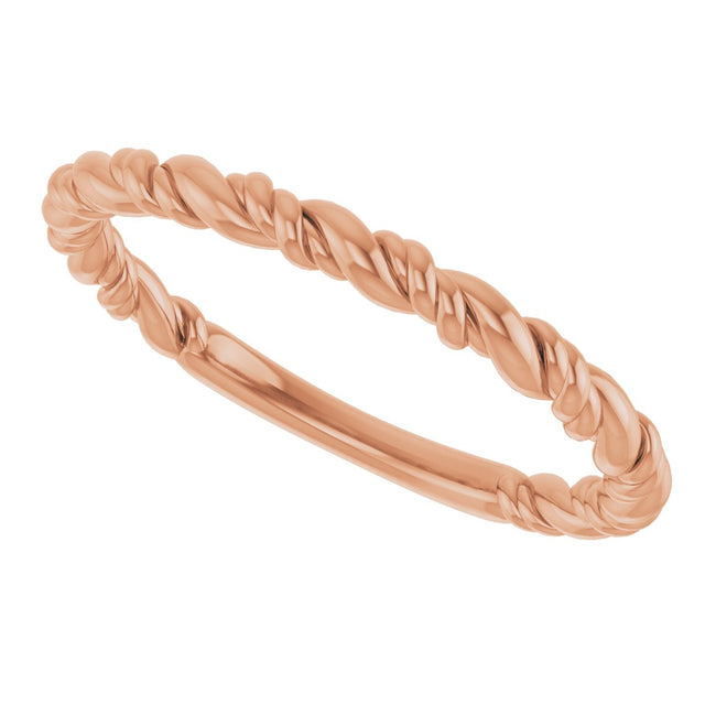 14K Gold Stackable Rope Ring - Rose Gold - view 5
