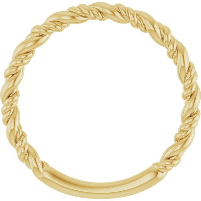14K Gold Stackable Rope Ring - Yellow Gold - view 2