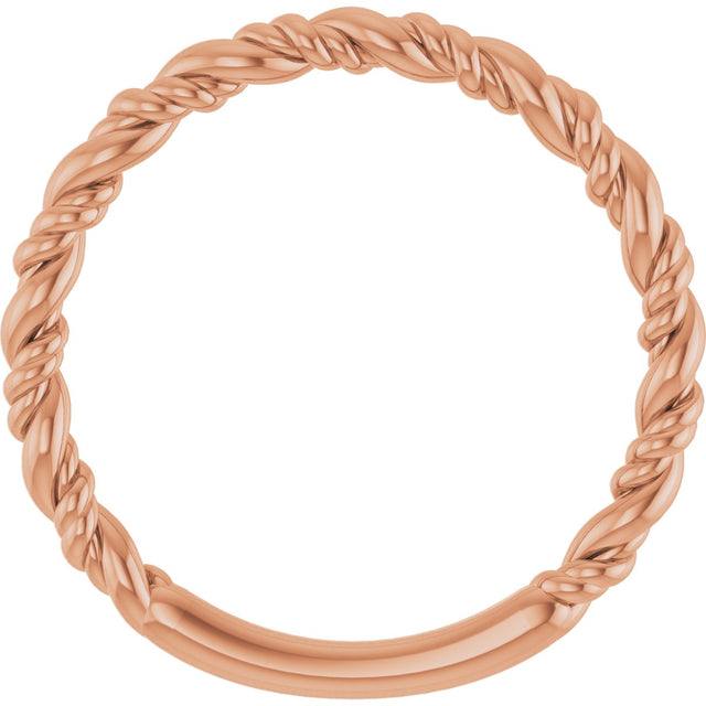 14K Gold Stackable Rope Ring - Rose Gold - view 2