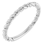 14K Gold Stackable Rope Ring - White Gold